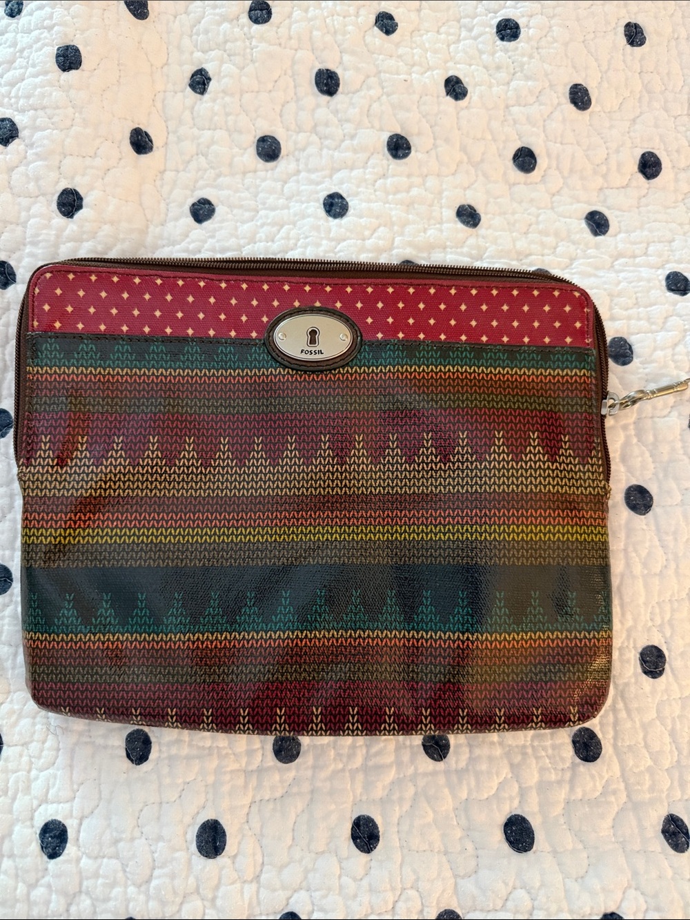 Fossil Multicolor Woven Zip Key-Per Wristlet